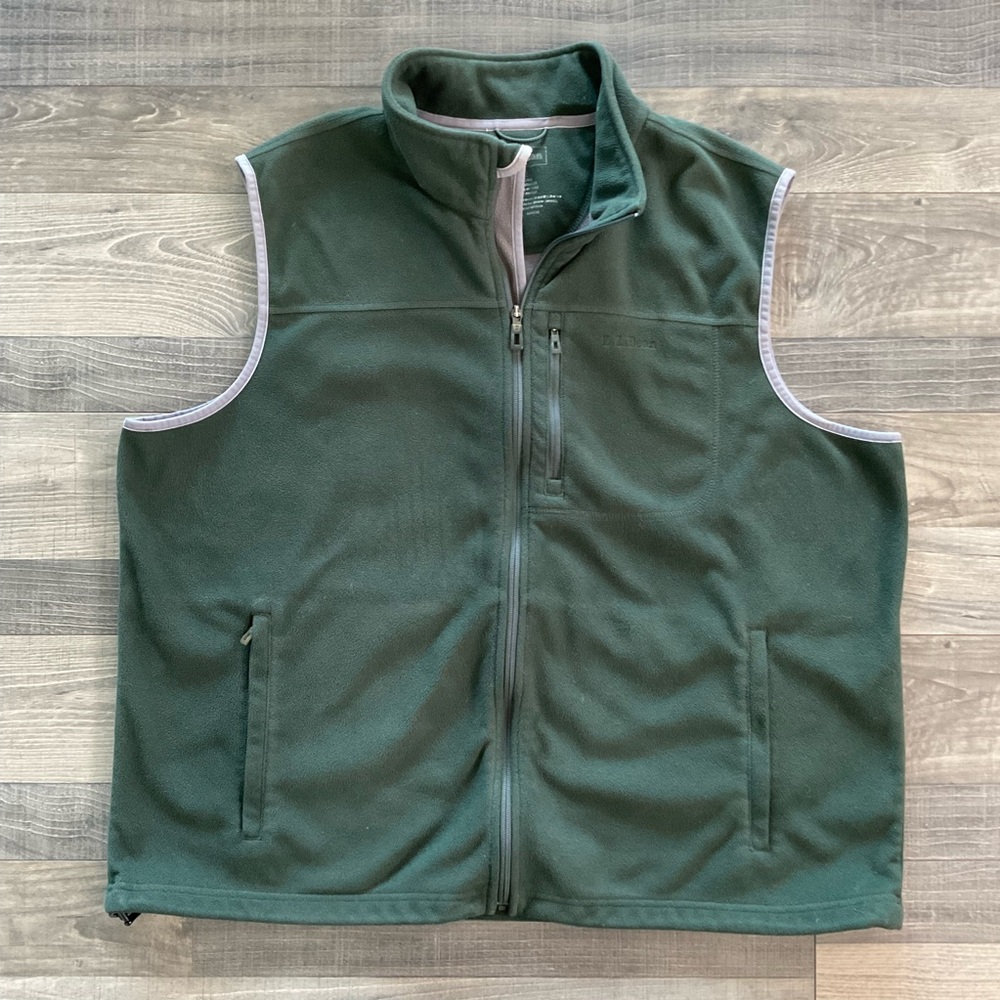 VTG LL Bean Polartec Fleece Vest Men’s XXL Forest Green Pockets Full Zip